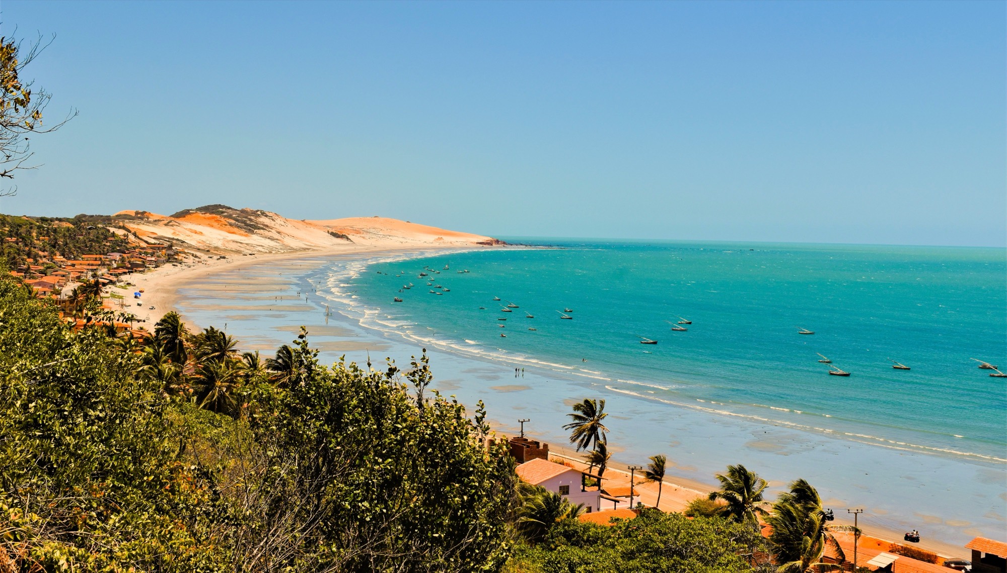 Aerial view of Jericoacoara beach and dunes